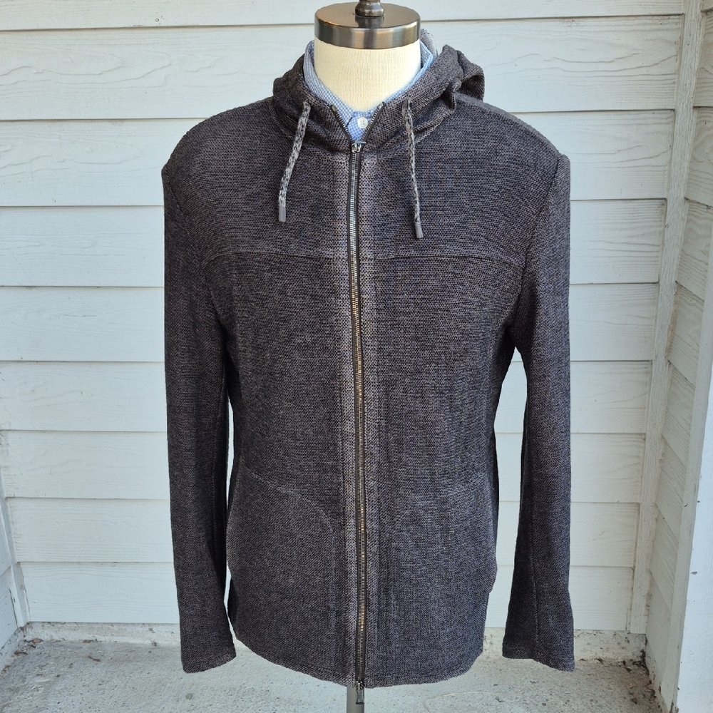 GIMO'S Italy Grey Brown Alpaca Cotton‎ Blend XL Womens Full Zip Light Jacket